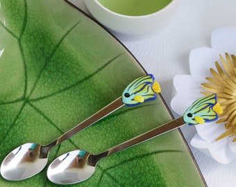 Handmade Polymer Clay Fish Teaspoons, Unique Design (Set of 2)