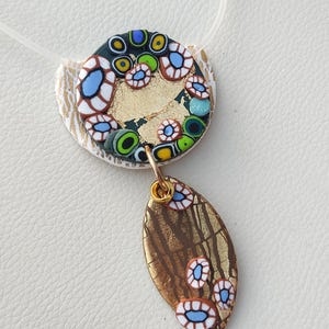 Handmade Polymer Clay Anhänger Halskette | Goldfolie Statement Schmuck