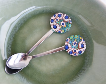 Gustav Klimt Style Teaspoons, Polymer Clay Art (Set of 2)