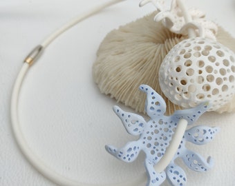 Handmade Polymer Clay Sea Necklace, Artisan Jewelry