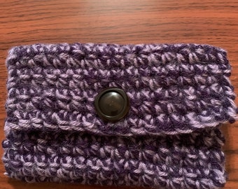 Purple and Lavendar Hand Crocheted Pouch