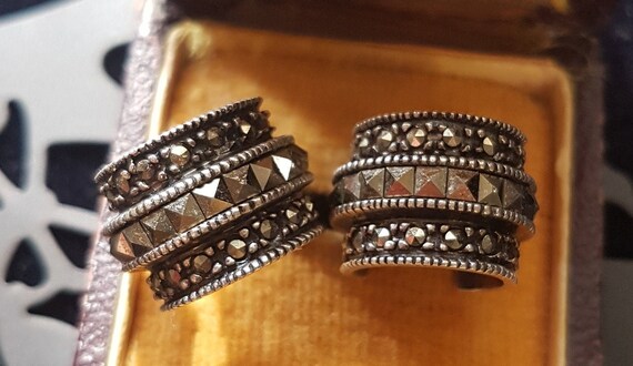 Hello. Art Deco Marcasite Huggies.