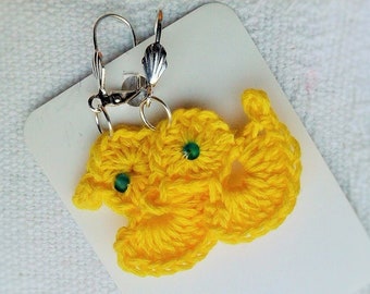 Easter earrings, Easter egg crochet earrings, yellow earrings, crochet earrings, yellow chicks,