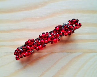 Red Hair Pin, Automatic hair buckle, Hairpin, Red hairpin, Hair clip, Hair pin red beads, Wedding hair pin something in red