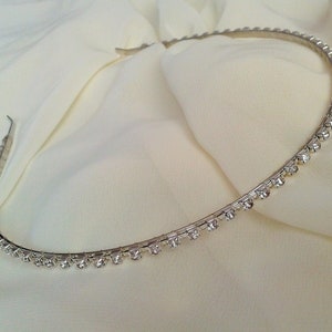 Crystal Hair Band, Silver Thin Tiara Glossy, Hair Band Silver Rhinestone, Band, Crystal Bridesmaid Tiara Headband