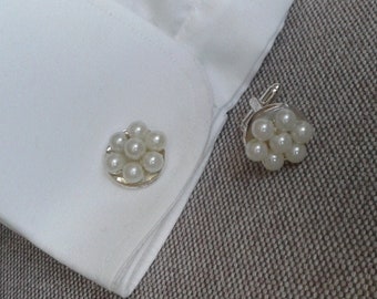 White pearls Cufflinks, Cufflinks for the Groom, Elegant men cuff-link, Pearl Cufflinks, Gift for men, Groom gift from bride, For Him