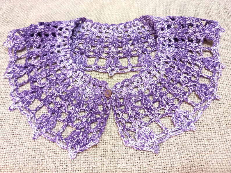 Handmade crochet detachable collar, lavender shaded lace collar