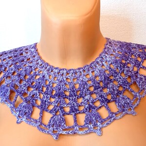 Handmade crochet detachable collar, lavender shaded lace collar