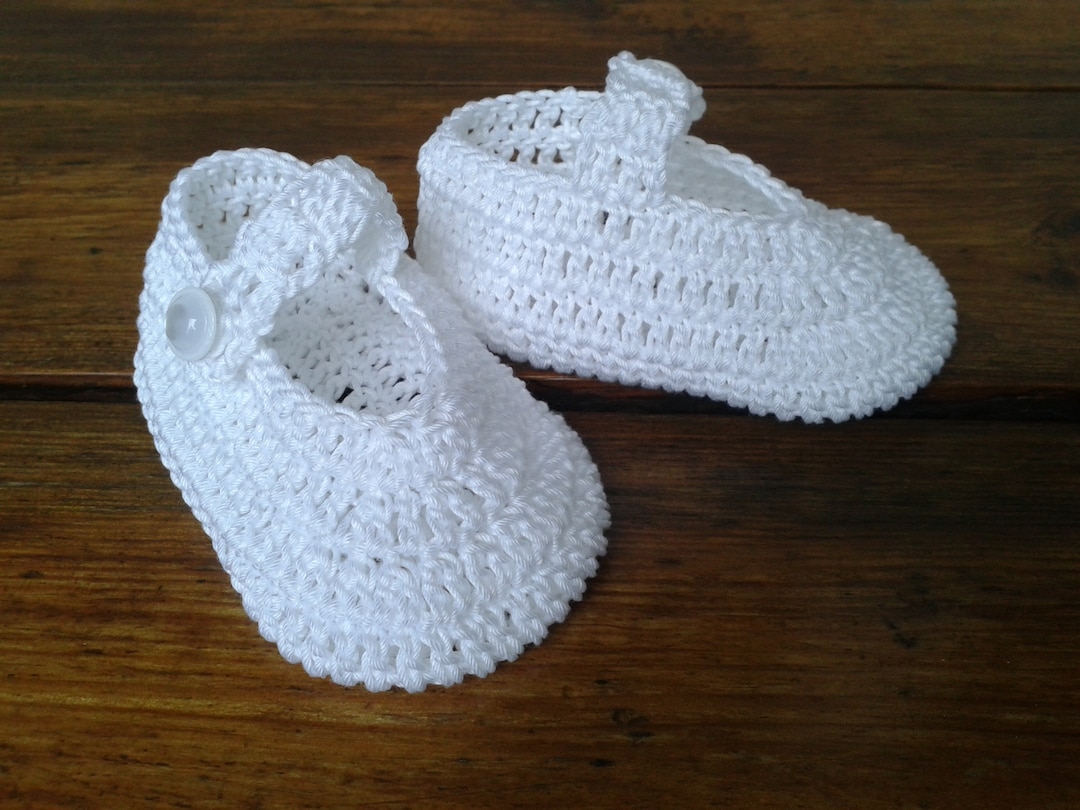 Crochet Baby Shoes, White Crochet Baby Slippers, Christening Baby Shoes ...