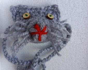 Gray Cat Nose Warmer, Winter Nose Hat, Nose Protector, nose guard against cold, funny cozy nose, crocheted nose mask, winter accessories