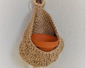 Handmade Jute Hanging Basket: Teardrop Plant or Storage Container