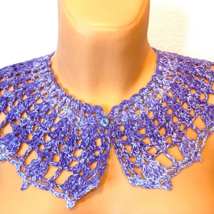 Handmade crochet detachable collar, lavender shaded lace collar