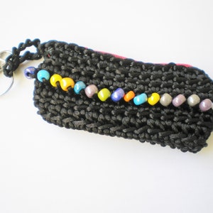 Crochet key bag, black key bag, black crochet key pocket