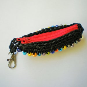 Crochet key bag, black key bag, black crochet key pocket