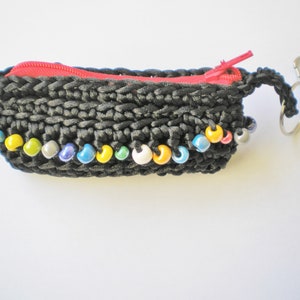 Crochet key bag, black key bag, black crochet key pocket