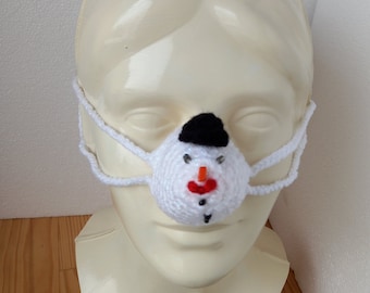 Nose warmer "SNOWMAN", winter nose hat, crochet nose protector, nose cover against cold, funny nose cozy, handmade winter accessories