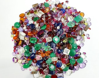 Natural Gemstone Faceted Mix ( 50 Cts Lot ) Gemstone Faceted loose Pendent Ring And Earring Size Lot Mix Shape Multi Color Mixed Lot SS 2000