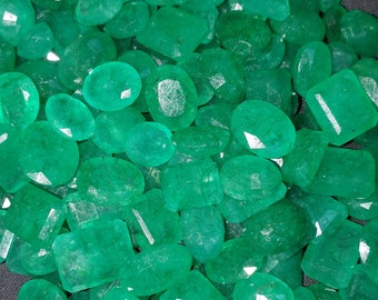 Natural Emerald  Faceted Cut Mix Shape 50 Carat Mini Mixed Lot Oval &  Emerald Shape  Mixed Lot Loose Gemstones