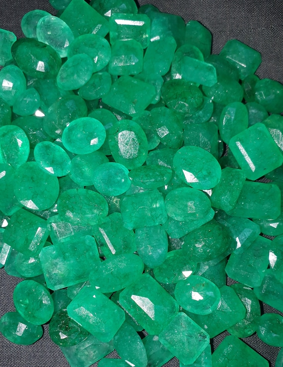 Natural Emerald Faceted Cut Mix Shape 50 Carat Mini Mixed Lot Oval