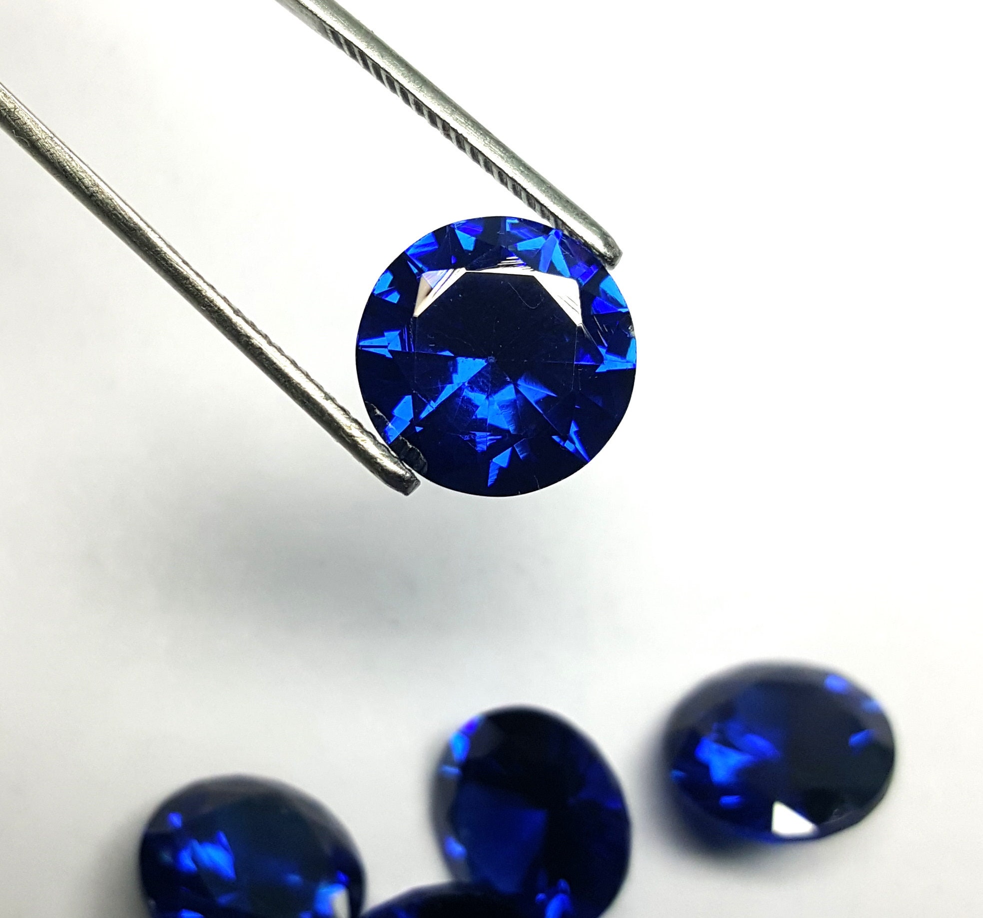 Dark Blue Zircon Color Round Faceted Cut Zircon Diamond 12 Etsy