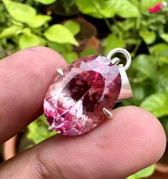 27 Ct Padparadscha Sapphire Pendant, 925 Solid Silver Jewelry