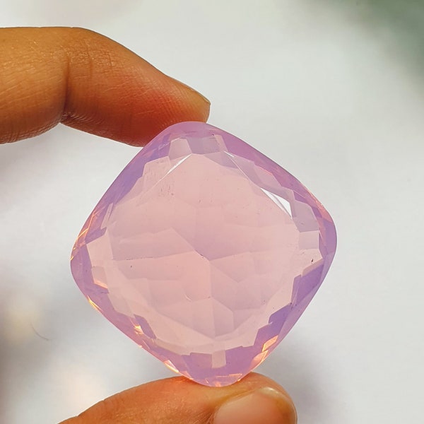 125 Carat Lab Created Pink Opal Faceted Cut Cushion Shape Loose Gemstone Beautiful Color Pink Opal R564