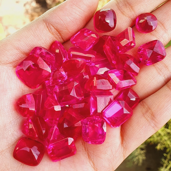 100.00 Carat Ruby mix Shape Faceted Cut Pigeon Blood  Red Ruby Use For Pendent Making Loose Gemstone Gift For Her July Birthstone