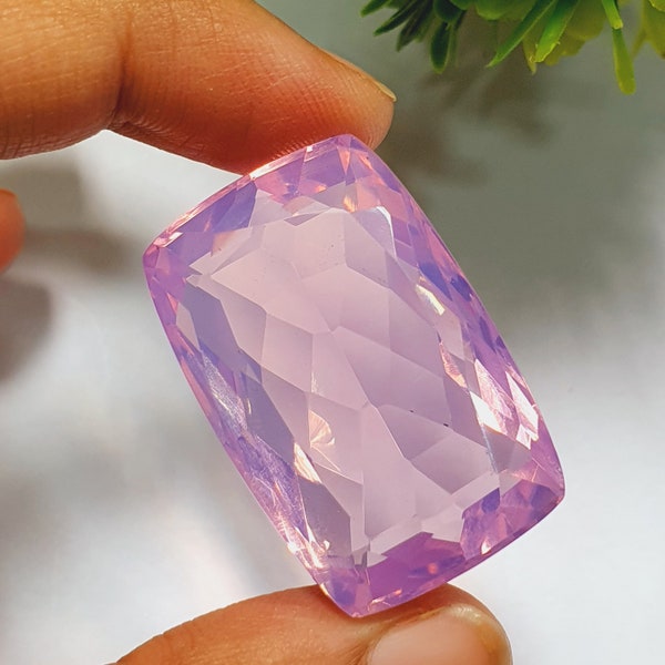 98 Carat Lab Created Pink Opal Faceted Cut Cushion Shape Loose Gemstone Beautiful Color Pink Opal R565