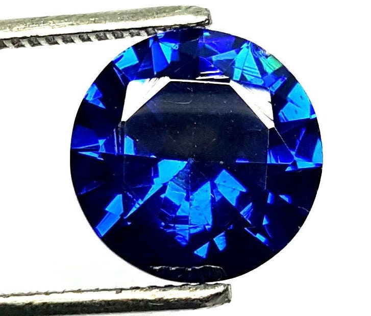 Dark Blue Zircon Color Round Faceted Cut Zircon Diamond 12 Etsy