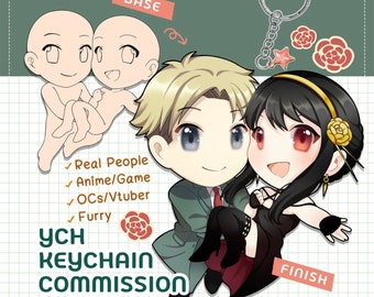 Llavero YCH Pareja Comisión Chibi Anime Casarse San Valentín Amante Príncipe Princesa Doble Cara 6 cm Charm Acrílico Regalo (Hecho a PEDIDO)