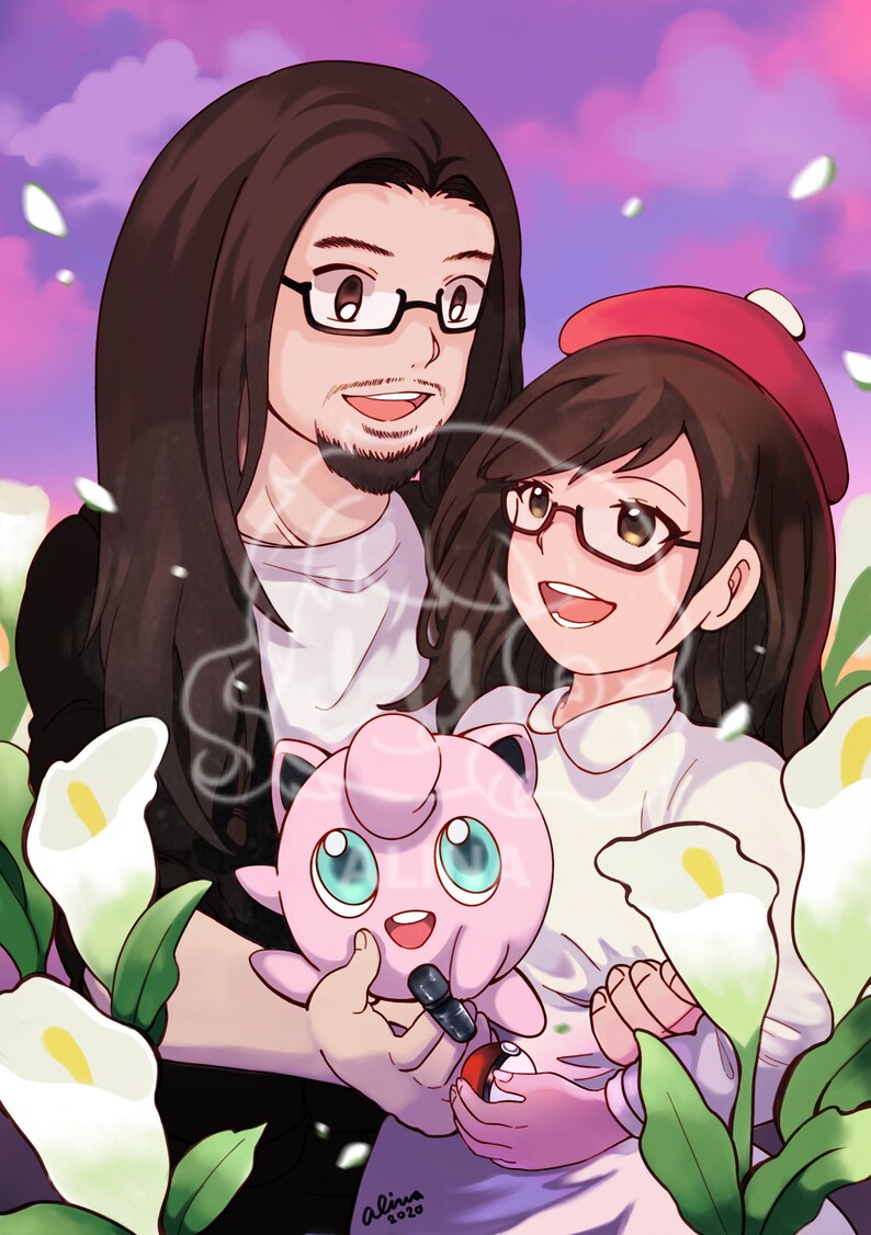 Pokemon Trainer Digital Commission Anime Cute Kawaii Art Style Etsy