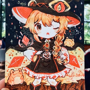 Witchtober 2023 : Raindrop Witch - Original Illustration Adoptable Inktober Art