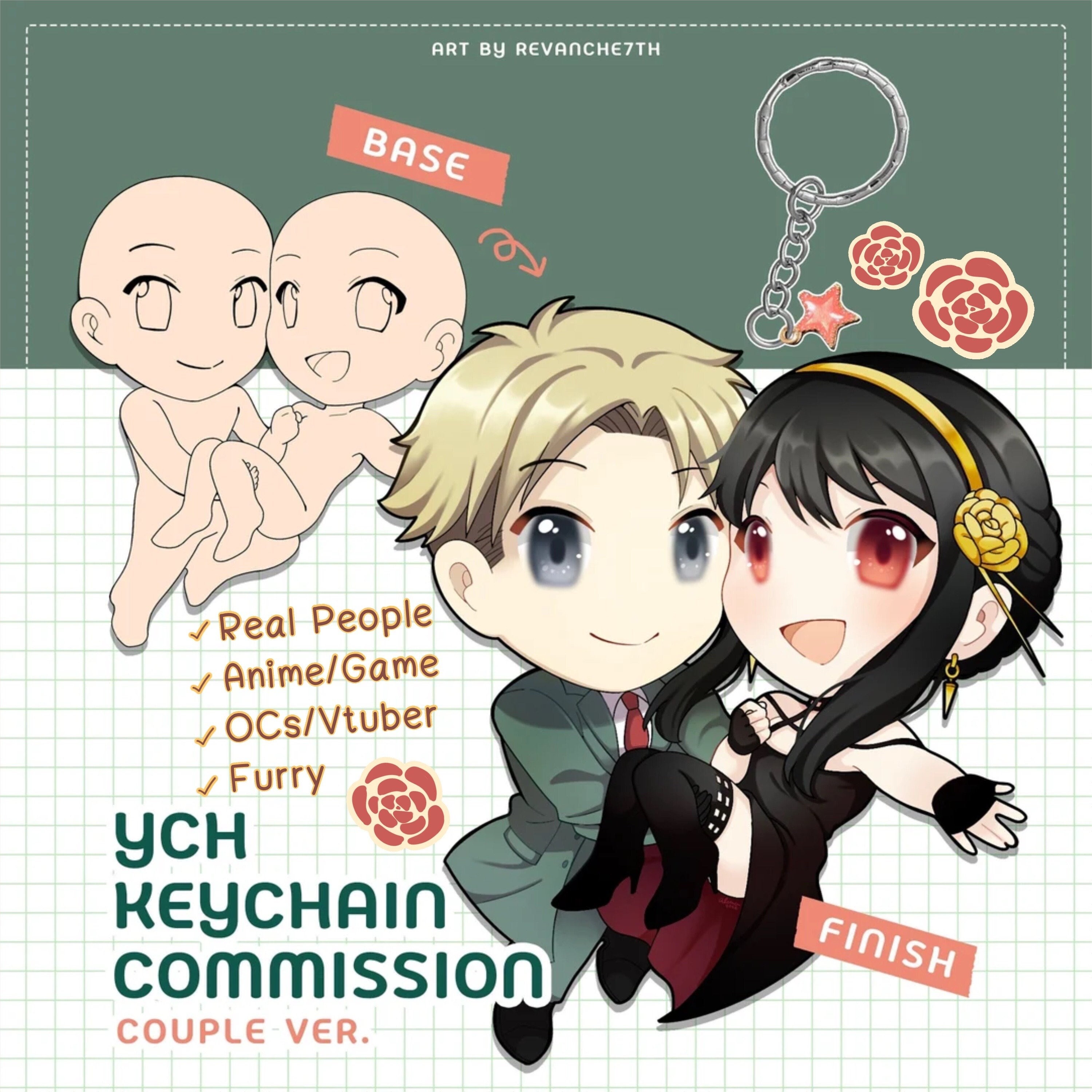 YCH Keychain Couple Commission Chibi Anime Marry Valentine Lover Prince ...