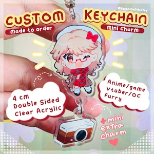 Keychain Mini Charm Chibi Custom Commission Acrylic Epoxy Bag Phone Accessory Personalized Gift Anime Character Pet OC Art (MADE to ORDER)