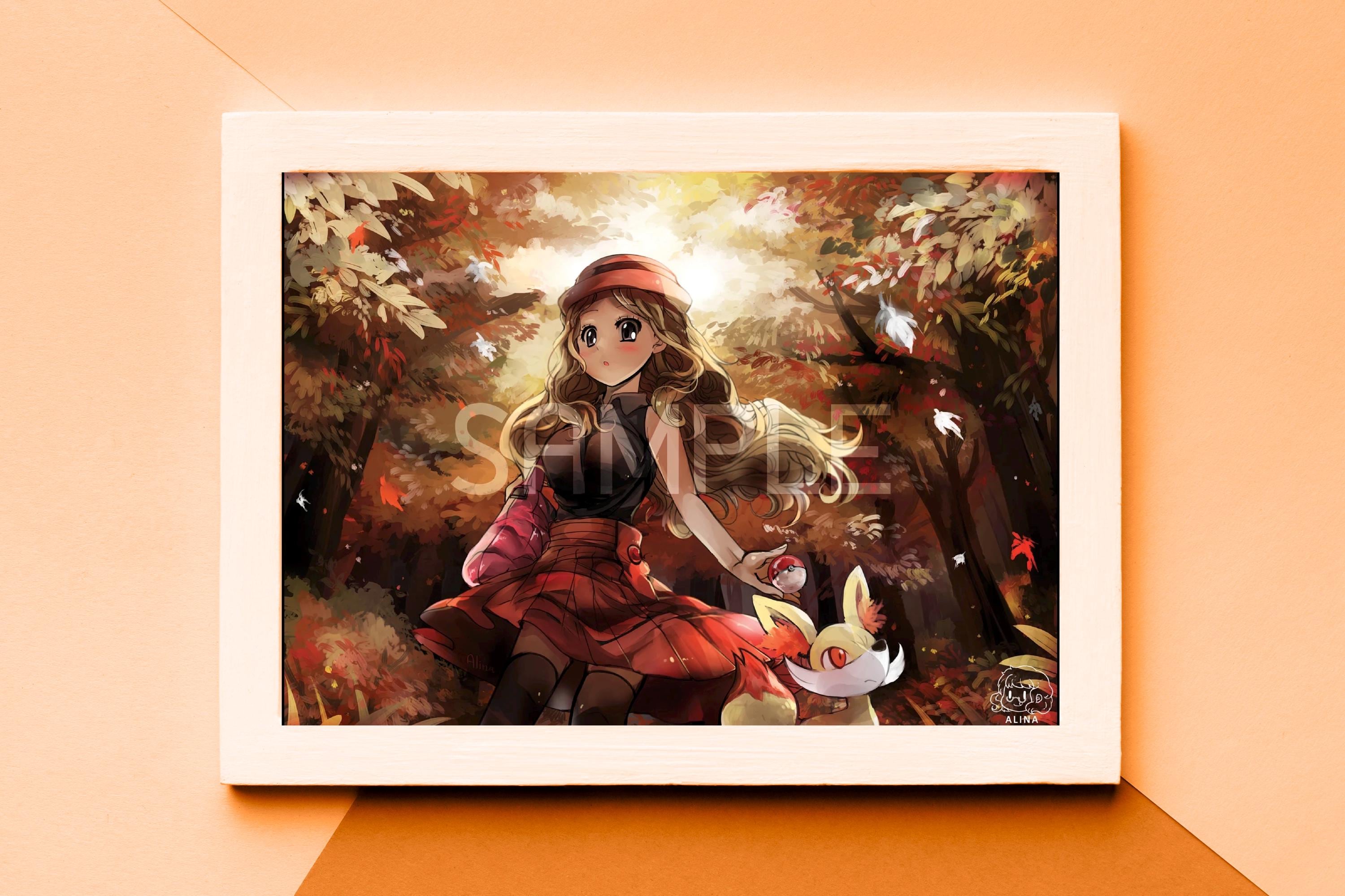 ポケモンXY セレナとフォッコ - ポスターA3サイズ 壁飾りアート - Etsy