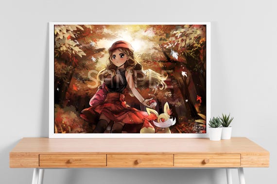 Pokemon XY Serena and Fennekin - Poster A3 Size Wall Art