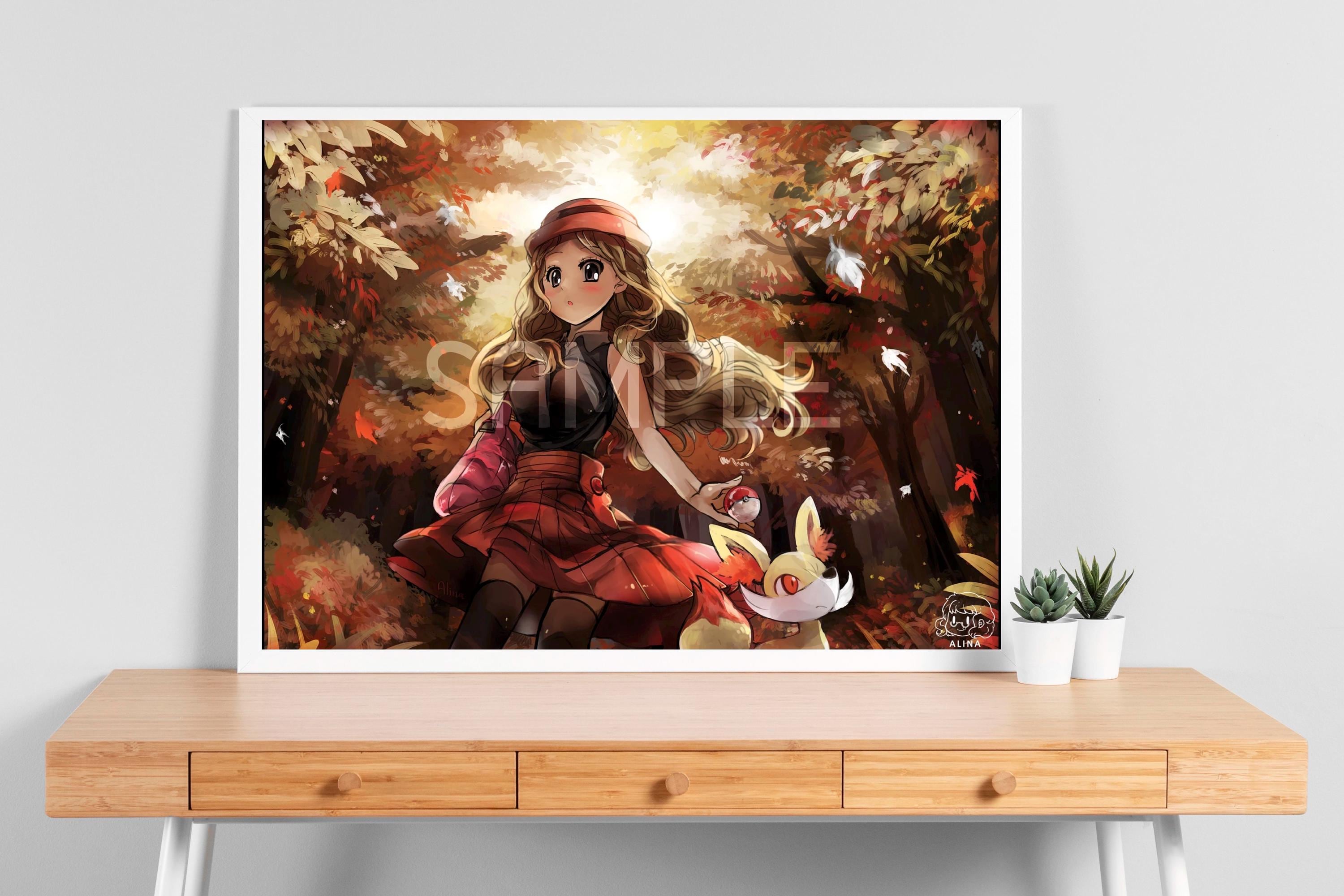 ポケモンXY セレナとフォッコ - ポスターA3サイズ 壁飾りアート - Etsy