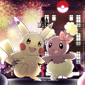 Pokemon Commission Digital Art A5 Background TCG Card Anime Team Trainer Buddy Pet Animal Handmade Custom Gift Painting (MADE to ORDER)