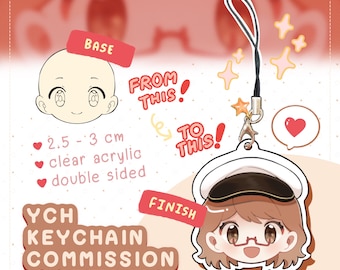Correa para auricular YCH Chibi, llavero acrílico personalizado, juego de anime, fanart, Vtuber, accesorio de regalo personalizado, 3 cm (hecho a pedido)