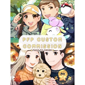 Ritratto dipinto personalizzato su commissione digitale PFP, animale domestico, amante dei Pokemon, coppia, regalo per amico, avatar, profilo, icona, anime, gioco (realizzato su ORDINAZIONE)