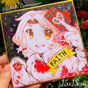 CUSTOM Shikishi Commission Handdrawn Board Copic Marker Ink Painting Anime Original Character Fanart Custom Art (MADE to ORDER)