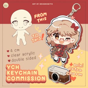 CUSTOM YCH Keychain Commission Mini Charm Chibi Anime Merch Game Fanart Customize Gift Accessory 4 cm Double sided Acrylic  (Made to ORDER)
