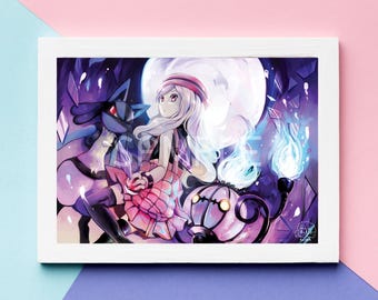 ポケモンXY セレナとフォッコ - ポスターA3サイズ 壁飾りアート - Etsy