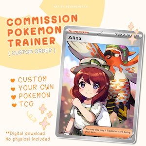 Commission de croquis de carte de ventilateur d'art complet TCG personnalisé dresseur de Pokémon personnalisé