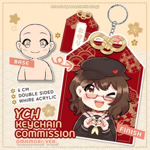 YCH Omamori Keychain Epoxy Charm Custom Commission Chibi Anime 6cm Acrylic Japanese Lucky Love Fortune Amulet Talisman ( Made to Order )