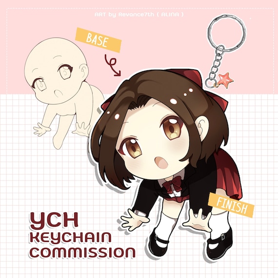 CUSTOM YCH Keychain Commission Chibi Anime Base Pose Hanging Etsy