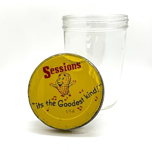 1970&#39;s Sessions Peanut Butter Jar / Sessions Peanut Butter /  3 lb. Peanut Butter Jar / Vintage Peanut Butter Jar / &quot;its the Goodest kind&quot;