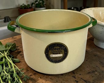 Lafayette Quality Ware 2 Quart Yellow Enamel Pot, The Moore Enameling Manufacturing Company