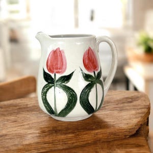 Antique Wheeling Pottery Tulip Milk Pitcher, Avon Faience