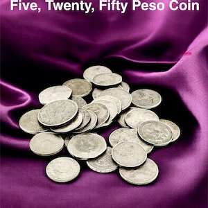 Five, Twenty, Fifty Peso Coins / Vintage Coins From Mexico  / Mexican Peso Coins / Assorted Mexican Peso Coins, Various Years